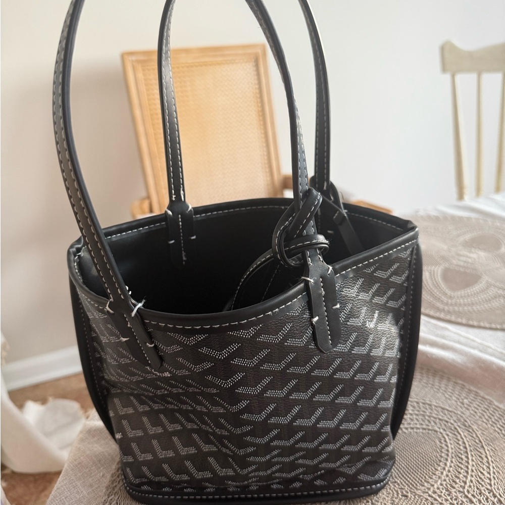 Black Patterned Tote Bag - Women's Handbag